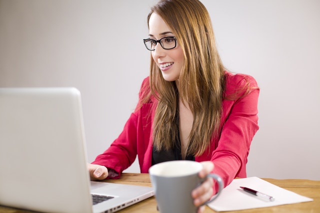 woman using laptop